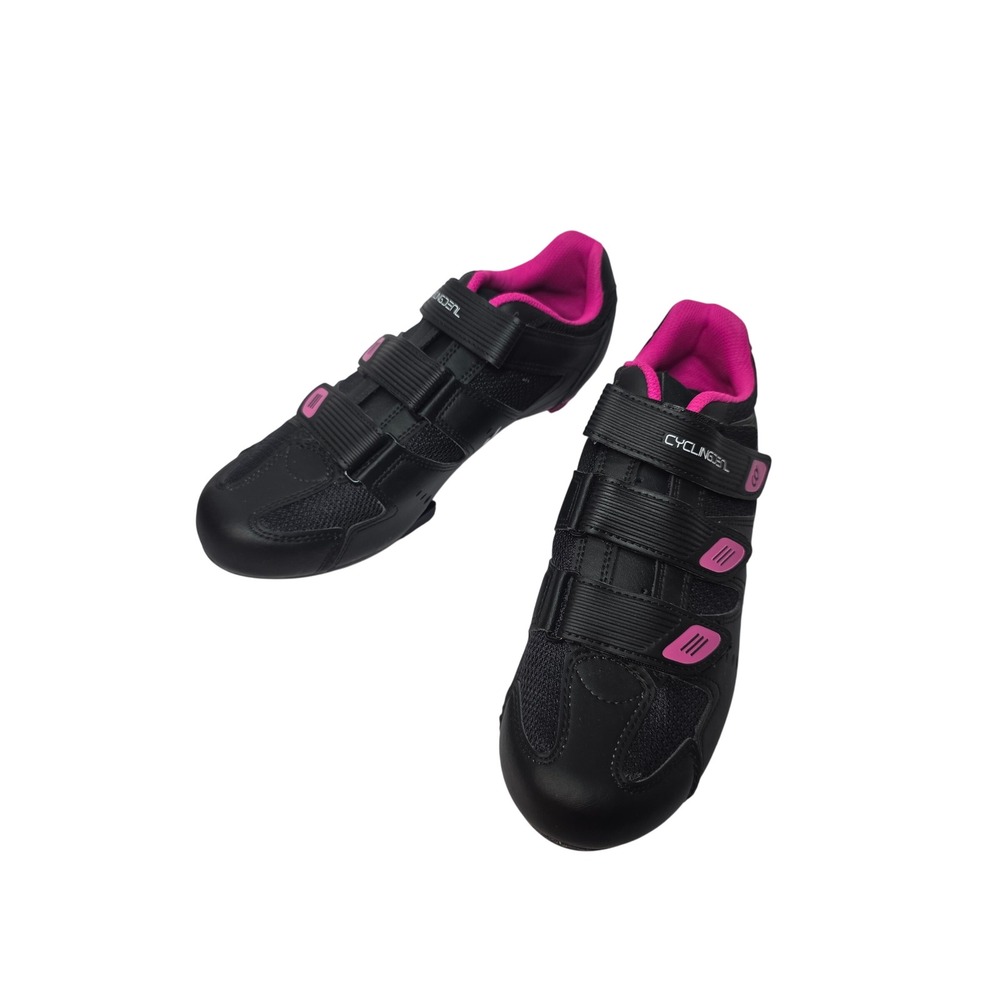 CyclingDeal Womens Road Bike Shoes Black Pink EU42 LookDelta Cleats Three Strap